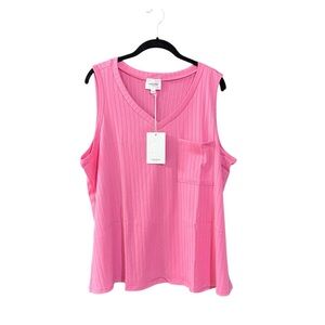 ANDREE BY UNIT Vibrant Pink Ribbed Tank Top